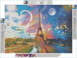 HAFT DIAMENTOWY, OBRAZ, MOZAIKA DIAMENTOWA DIAMOND PAINTING, WIEŻA EIFFLA NOC I DZIEŃ PARYŻ 40X30CM