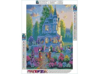 HAFT DIAMENTOWY, OBRAZ, MOZAIKA DIAMENTOWA DIAMOND PAINTING, WILLA Z OGRODEM 30X40CM