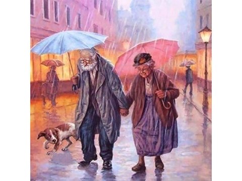 OBRAZ MALOWANIE PO NUMERACH RAMA 45X45CM SPACER W DESZCZU