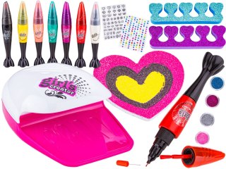 ZESTAW DO STYLIZACJI PAZNOKCI, MANICURE, LAKIERY, SUSZARKA + AKCESORIA