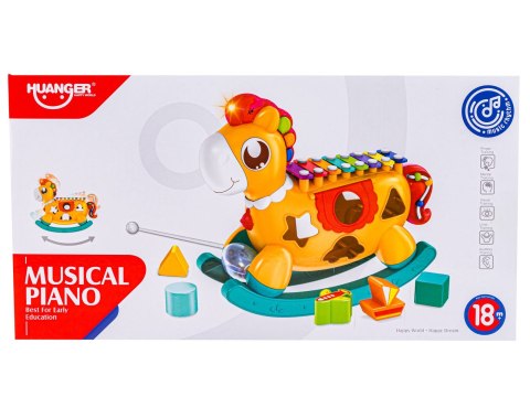 EDUKACYJNY KONIK NA BIEGUNACH INTERAKTYWNY SORTER, CYMBAŁKI, KLOCKI, MELODIE