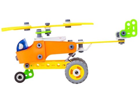 KLOCKI ELASTYCZNE, KONSTRUKCYJNE 163 EL. SAMOCHÓD, QUAD, HELIKOPTER, SAMOLOT, ROBOT DO ROZKRĘCANIA I SKRĘCANIA 5W1