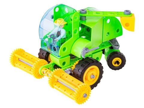 KLOCKI KONSTRUKCYJNE ZESTAW ROLNIKA, FARMERA 153 EL. POJAZDY ROLNICZE, KOMBAJN, STODOŁA, TRAKTOR DO ROZKRĘCANIA I SKRĘCANIA 8W1