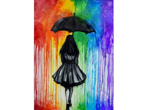 OBRAZ MALOWANIE PO NUMERACH RAMA 40X50CM POSTAĆ W KOLOROWYM DESZCZU