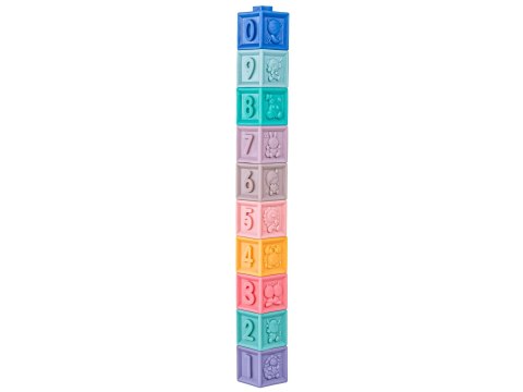 EDUKACYJNY ZESTAW KLOCKÓW DLA MALUCHA, MIĘKKIE KLOCKI, CYFERKI, FIGURY GEOMETRYCZNE, KSZTAŁTY, WIEŻA 23 SZTUKI