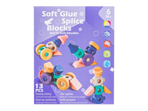 EDUKACYJNY ZESTAW KLOCKÓW DLA MALUCHA, MIĘKKIE KLOCKI FIGURY GEOMETRYCZNE 13 SZTUK