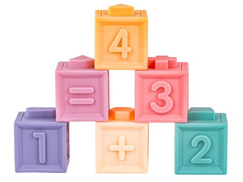 EDUKACYJNY ZESTAW KLOCKÓW DLA MALUCHA, MIĘKKIE KLOCKI ZWIERZĘTA, FIGURY GEOMETRYCZNE, CYFRY 12 SZTUK
