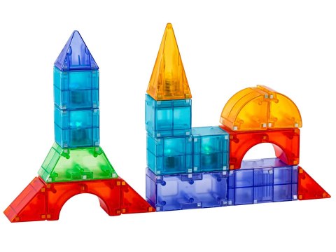 KLOCKI MAGNETYCZNE, KONSTRUKCYJNE, ŚWIECĄCE ELEMENTY, FIGURY 3D 64 EL.