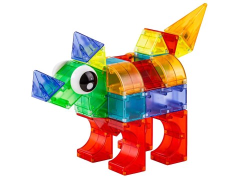 KLOCKI MAGNETYCZNE, KONSTRUKCYJNE, ŚWIECĄCE ELEMENTY, FIGURY 3D 64 EL.