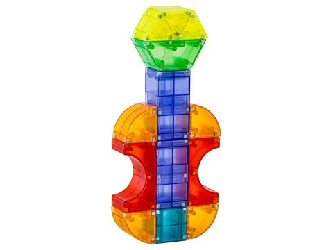 KLOCKI MAGNETYCZNE, KONSTRUKCYJNE, ŚWIECĄCE ELEMENTY, FIGURY 3D 64 EL.