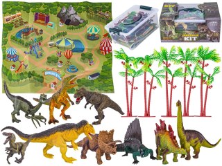 ZESTAW FIGUREK DINOZAURÓW W KUFERKU + MATA, DINOZAURY 9 SZTUK