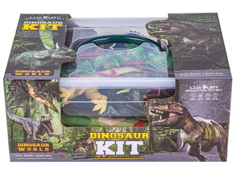 ZESTAW FIGUREK DINOZAURÓW W KUFERKU + MATA, DINOZAURY 9 SZTUK